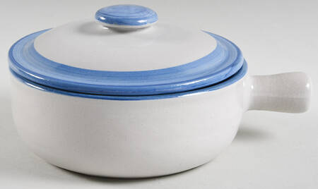Country Scene Blue Large Porringer & Lid
