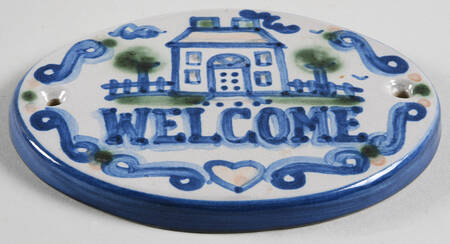 Country Scene Blue Wall Plaque