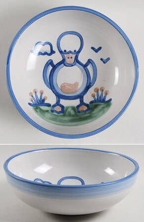 Country Scene Blue 8" Round Vegetable Bowl