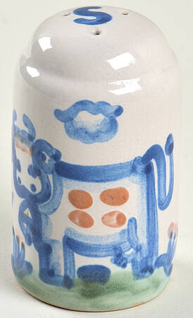 Country Scene Blue Salt Shaker