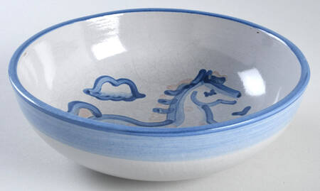 Country Scene Blue 7" Individual Pasta Bowl