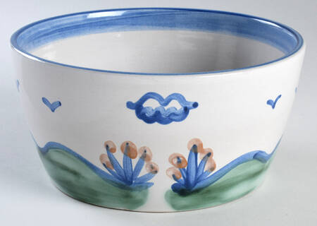 Country Scene Blue Small Tureen/Baker No Lid