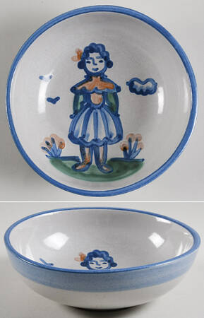 Country Scene Blue Coupe Soup Bowl