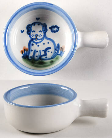 Country Scene Blue Porringer No Lid