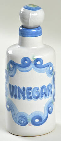 Country Scene Blue Vinegar Cruet with Stopper