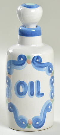 Country Scene Blue Oil Cruet with Stopper
