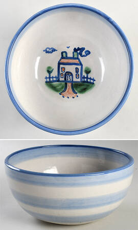 Country Scene Blue 8" Salad Serving Bowl
