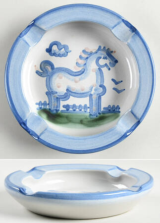 Country Scene Blue 7" Ashtray