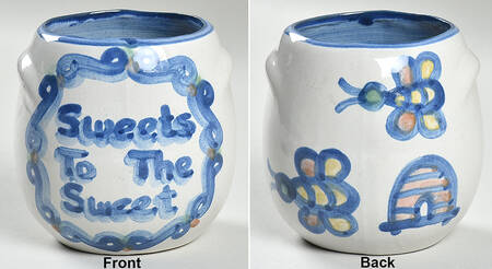 Country Scene Blue Honey Pot No Lid