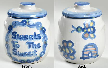 Country Scene Blue Honey Pot & Lid