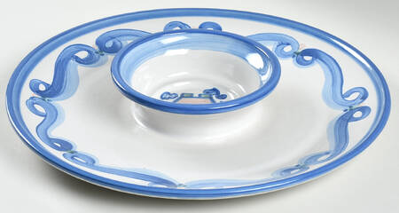Country Scene Blue 1 Piece Chip & Dip