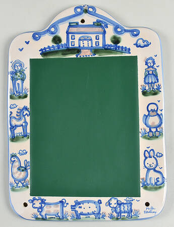 Country Scene Blue Hanging Chalk Board