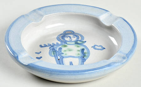 Country Scene Blue 8" Round Ashtray