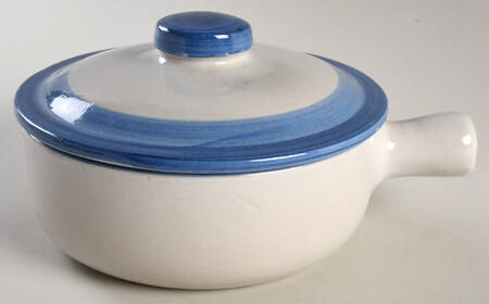 Country Scene Blue Large Porringer & Lid