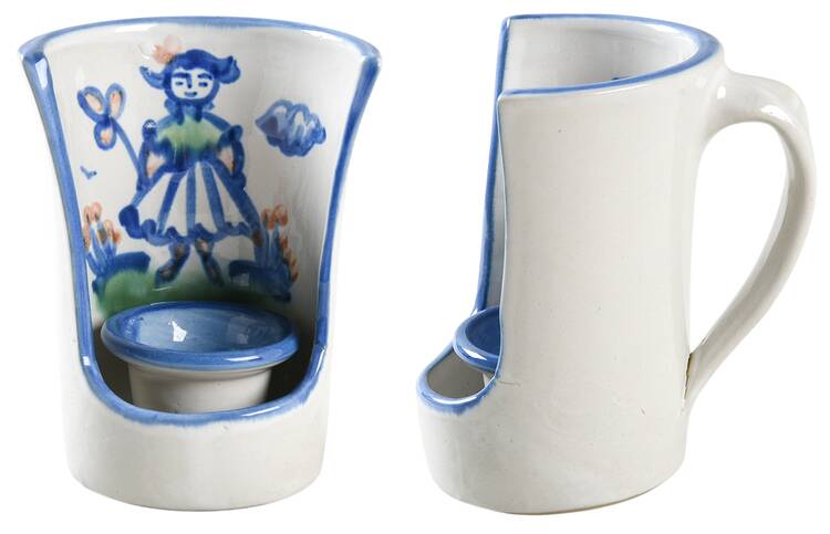 Country Scene Blue Candle Cup