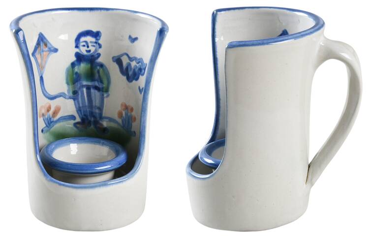 Country Scene Blue Candle Cup