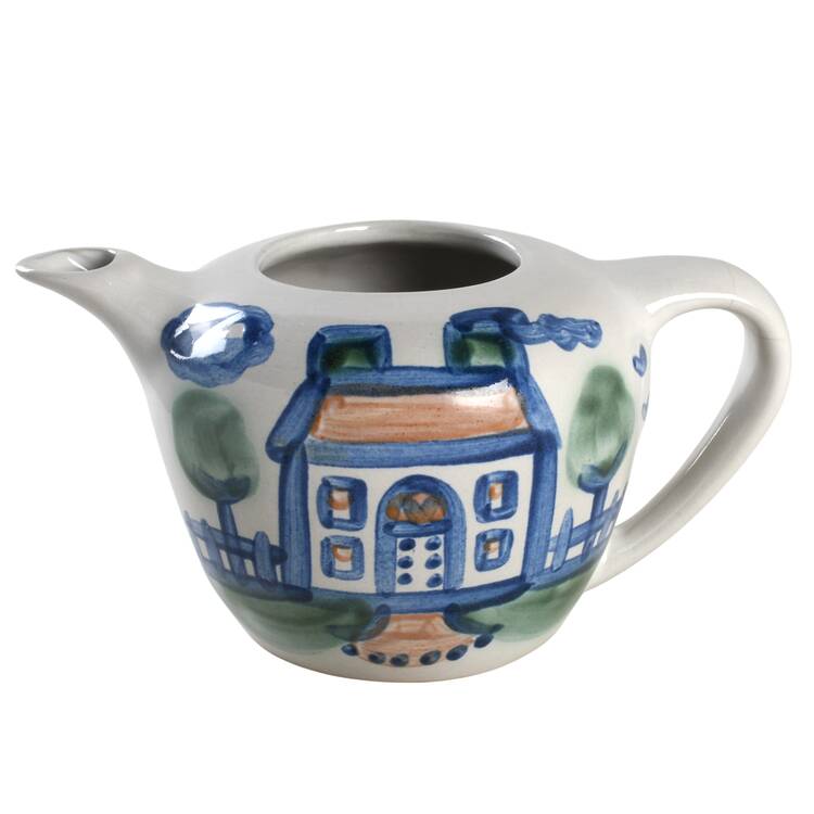 Country Scene Blue Small Teapot No Lid