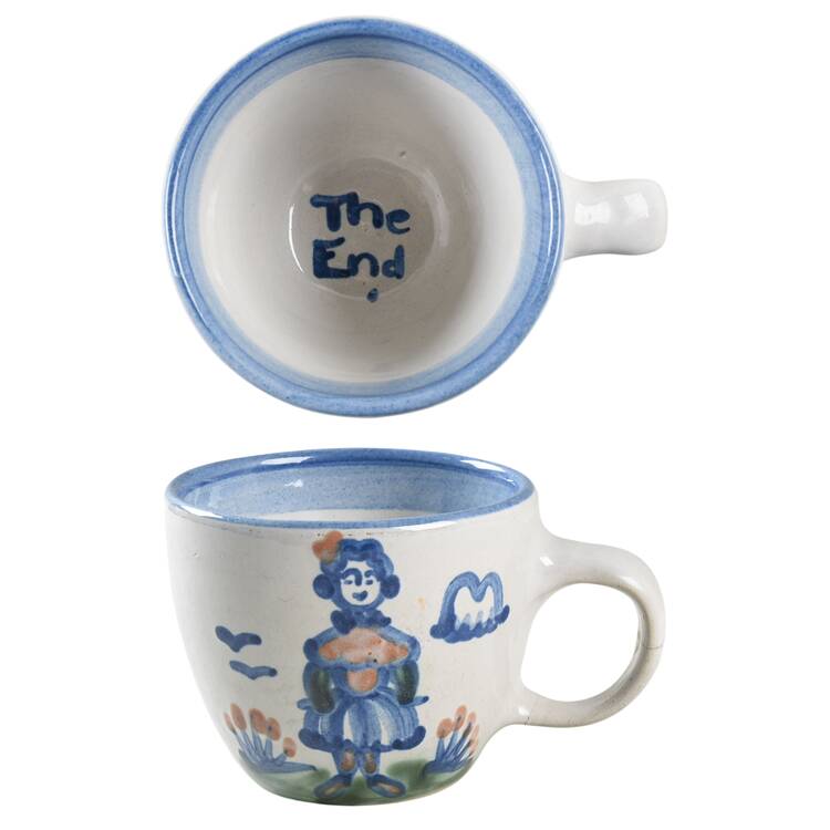 Country Scene Blue Flat Cup