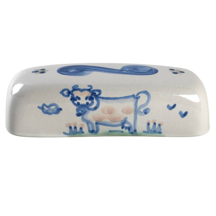 Country Scene Blue Lid for 1/4 Lb Butter