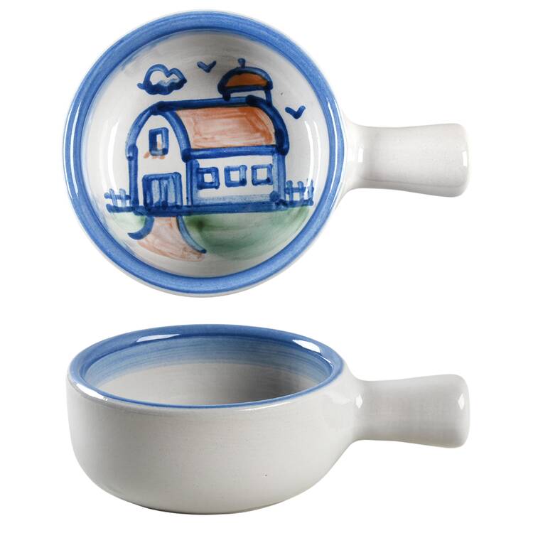 Country Scene Blue Porringer No Lid