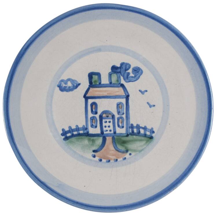 Country Scene Blue Salad Plate