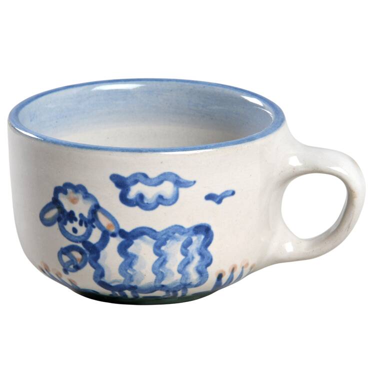 Country Scene Blue Flat Cup