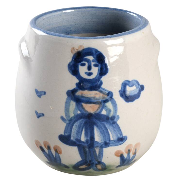 Country Scene Blue Oversize Sugar Bowl No Lid