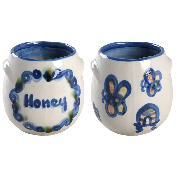 Country Scene Blue Honey Pot No Lid