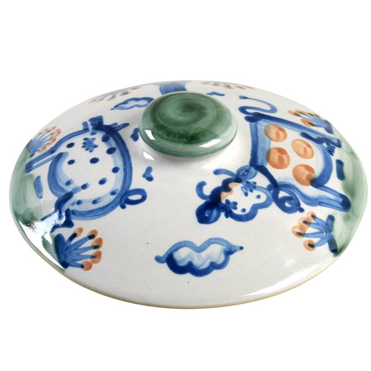 Country Scene Blue Lid for 2 Qt Covered Casserole