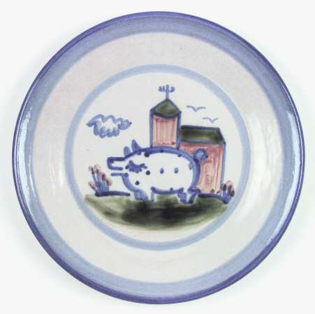Country Scene Blue Dinner Plate
