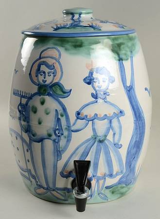 Country Scene Blue Samovar & Lid