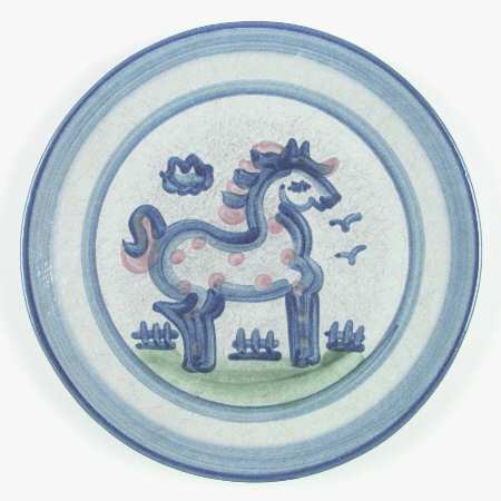 Country Scene Blue Salad/Dessert Plate