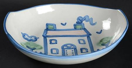 Country Scene Blue 11" Venetian Bowl