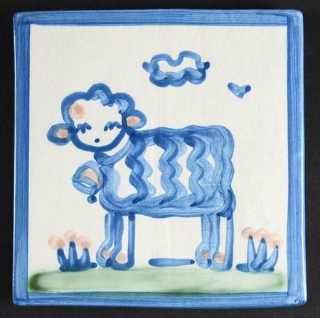 Country Scene Blue 6" Individual Ceramic Tile Insert