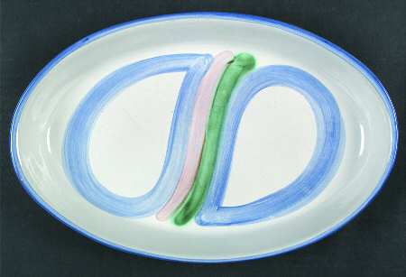 Country Scene Blue 14" Oval Serving Platter