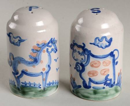 Country Scene Blue Oversized Salt & Pepper Set