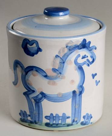 Country Scene Blue Small Canister & Lid