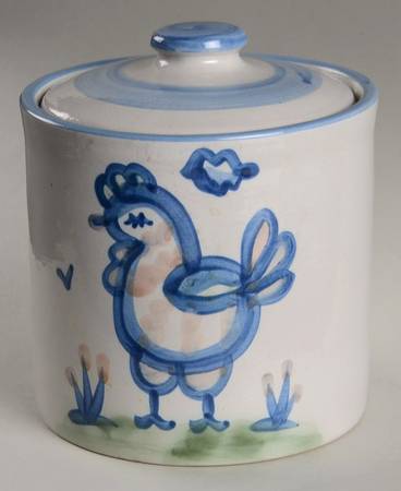 Country Scene Blue Small Canister & Lid