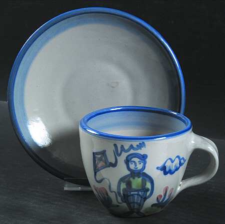 Country Scene Blue Oversized Cup & Saucer Set