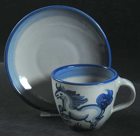 Country Scene Blue Oversized Cup & Saucer Set