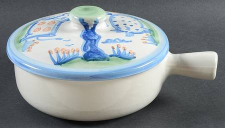 Country Scene Blue 1.5 Qt Round Covered Vegetable