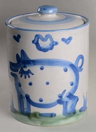 Country Scene Blue Large Canister & Lid