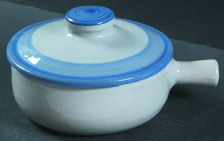 Country Scene Blue Large Porringer & Lid
