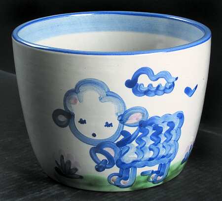 Country Scene Blue 6" Planter Pot