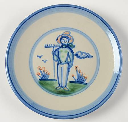 Country Scene Blue Salad Plate