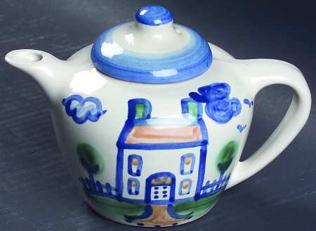 Country Scene Blue Mini Teapot & Lid