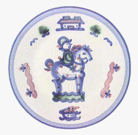 Country Scene Blue Luncheon Plate