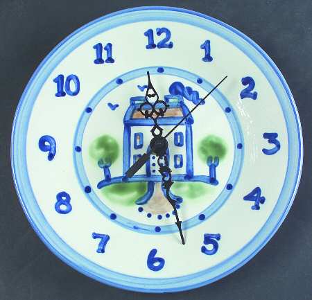 Country Scene Blue Clock Plate