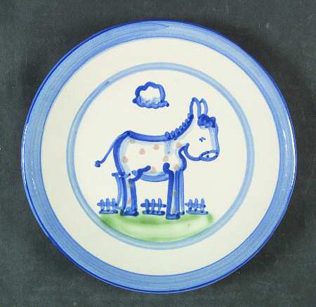 Country Scene Blue Salad/Dessert Plate