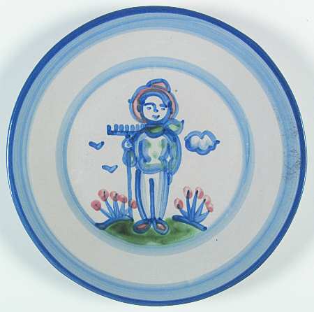 Country Scene Blue Luncheon Plate